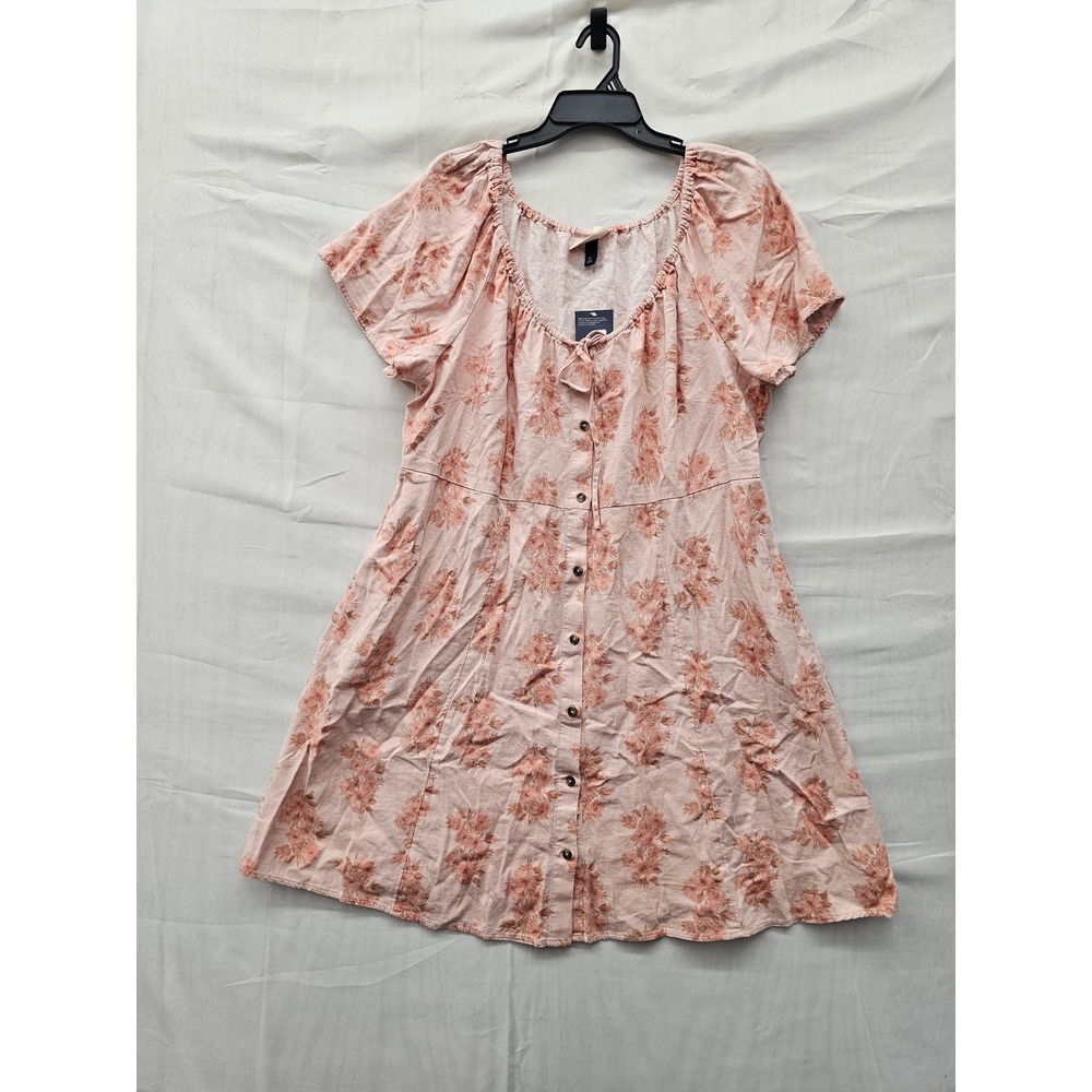 Universal Thread Womens Floral Mini Dress Pink Linen Blend Casual Size XXL